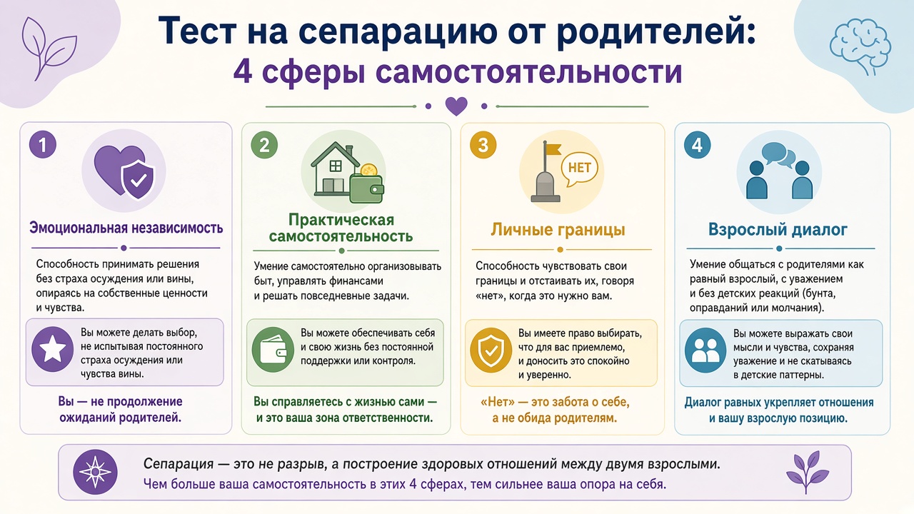  - Тест на сепарацию от родителей - 15 вопросов для самодиагностики